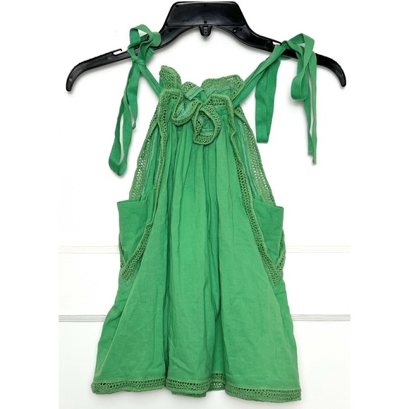 NWT JOIE Crochet Trim Ruched Ruffled Halter Neck Tie Strap Babydoll‎ Tank Top S - Picture 3 of 7